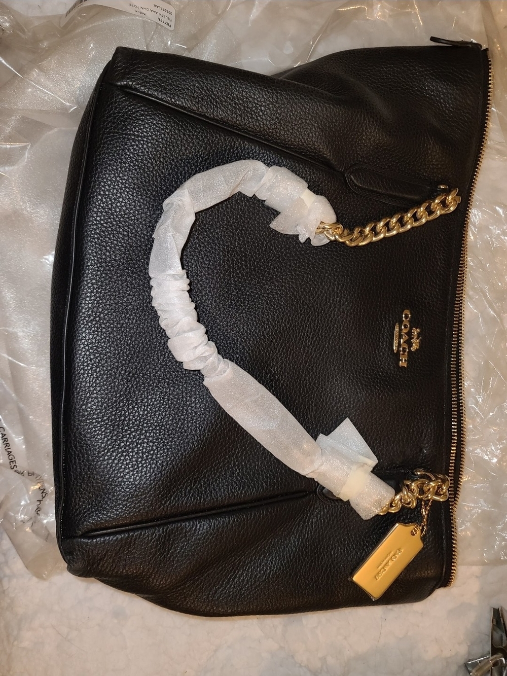 Coach Black Pebbled Leather Shoulder Bag with Gold Hardware